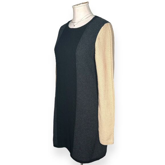 THEORY 100%Wool Jiya Loryelle Sweater Dress Sheath Cable Knit Career Colorblock - Picture 4 of 12